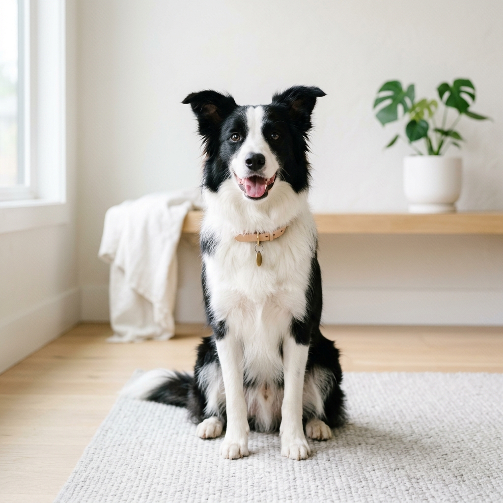 A happy, intelligent Border Collie sitting attentively — representing the results of Brain Training for Dogs